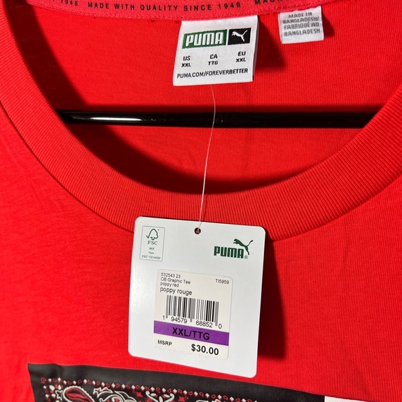 Puma OB Graphic Tee Paisley Poopie Red NWT RARE XXL - Picture 3 of 5